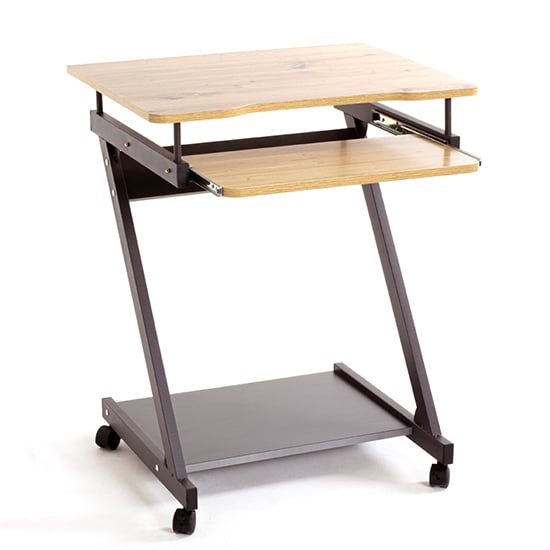 Product photograph of Charlottesville Wooden Computer Desk On Castors In Oak from Furniture in Fashion