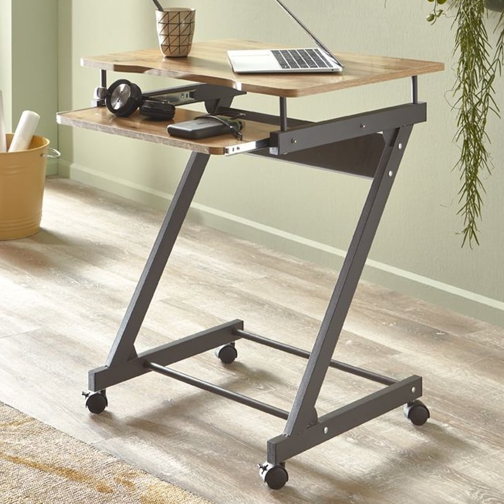 Charlottesville Wooden Laptop Desk In Anthracite And Oak