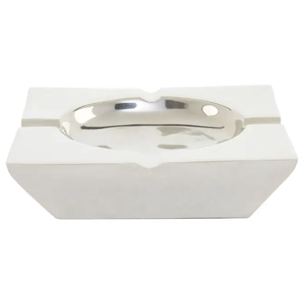 Charlton Aluminium Square Ashtray In Silver Nickel