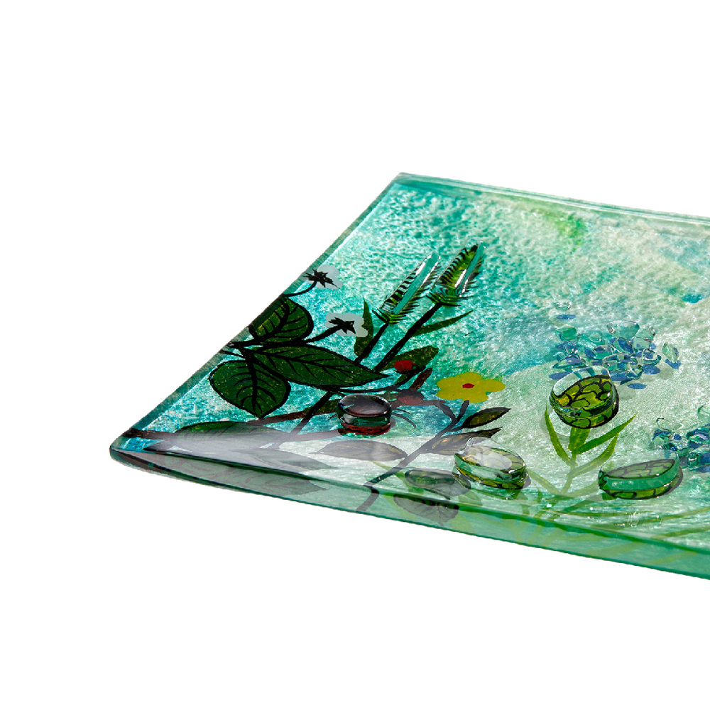 Charlton Glass Square Flower Bowl In Multicoloured