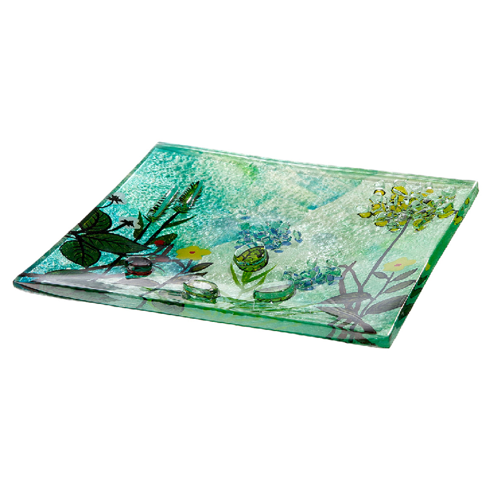 Charlton Glass Square Flower Bowl In Multicoloured