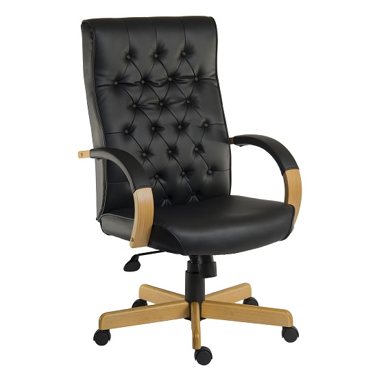 Charlton Executive Office Chair In Black Faux Leather Furniture in