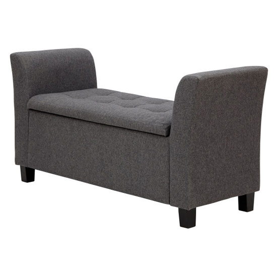 Ventnor Fabric Ottoman Seat In Charcoal Grey With Wooden Feet_3