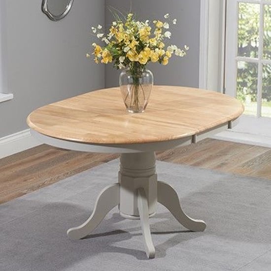 Chartin Oval Extending Wooden Dining Table In Oak And Grey