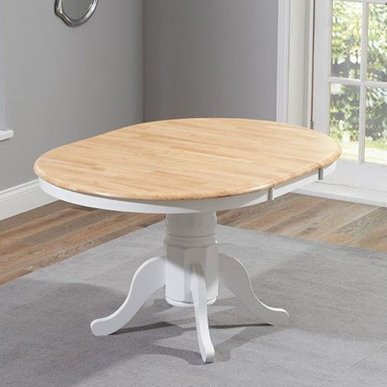 Chartin Oval Extending Wooden Dining Table In Oak And White