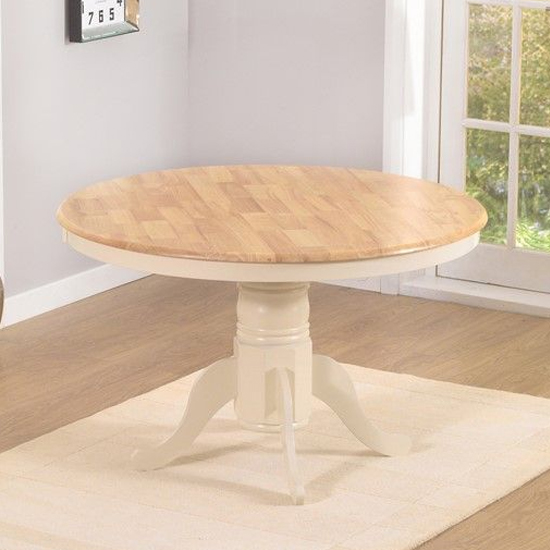 Chartin Round 100cm Wooden Dining Table In Oak And Cream_2