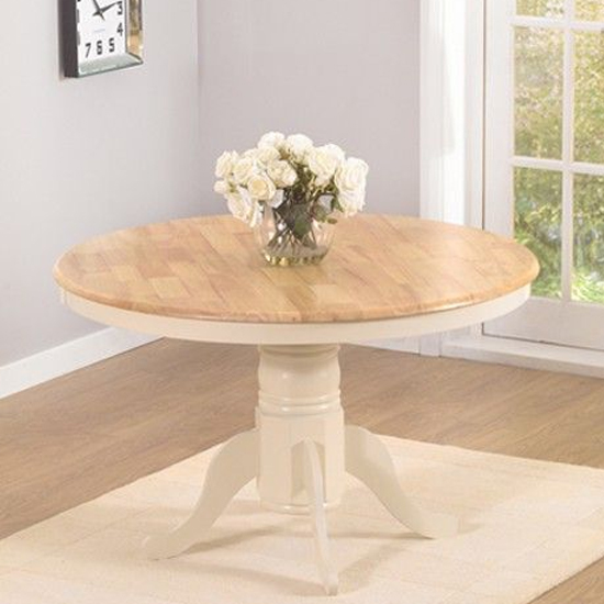 Chartin Round 100cm Wooden Dining Table In Oak And Cream