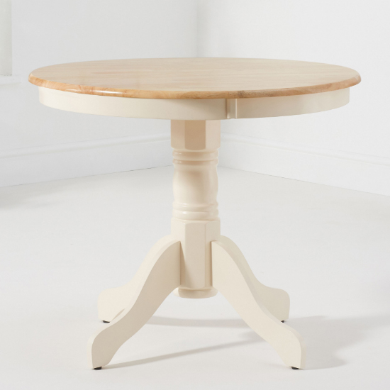Chartin Round 90cm Wooden Dining Table In Oak And Cream_2