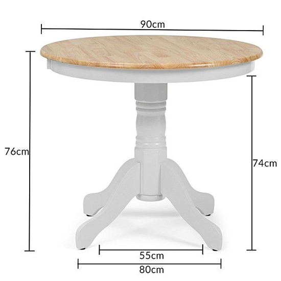 Chartin Round 90cm Wooden Dining Table In Oak And Cream_3
