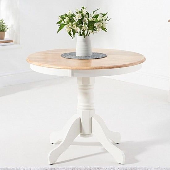 Chartin Round 90cm Wooden Dining Table In Oak And White_1