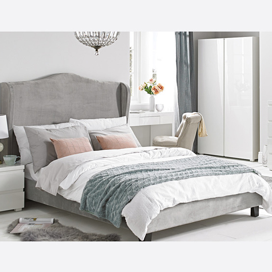 Read more about Chateaus velvet fabric king size bed in silver