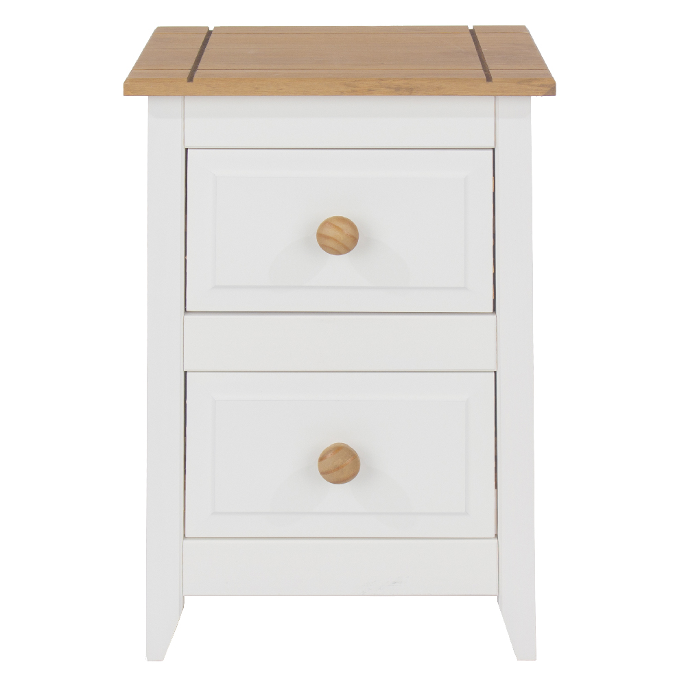 Chatfield Wooden Bedside Cabinet With 2 Drawers In White And Oak