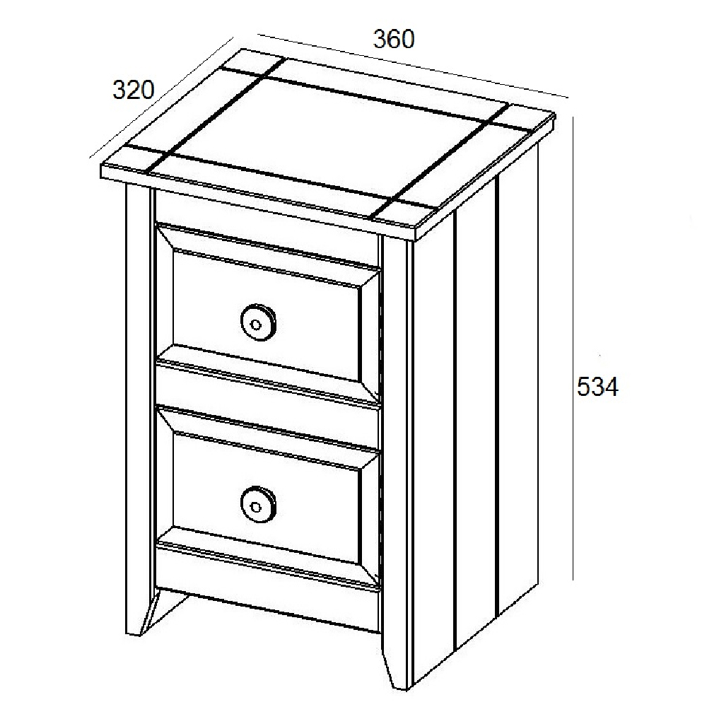 Chatfield Wooden Bedside Cabinet With 2 Drawers In White And Oak