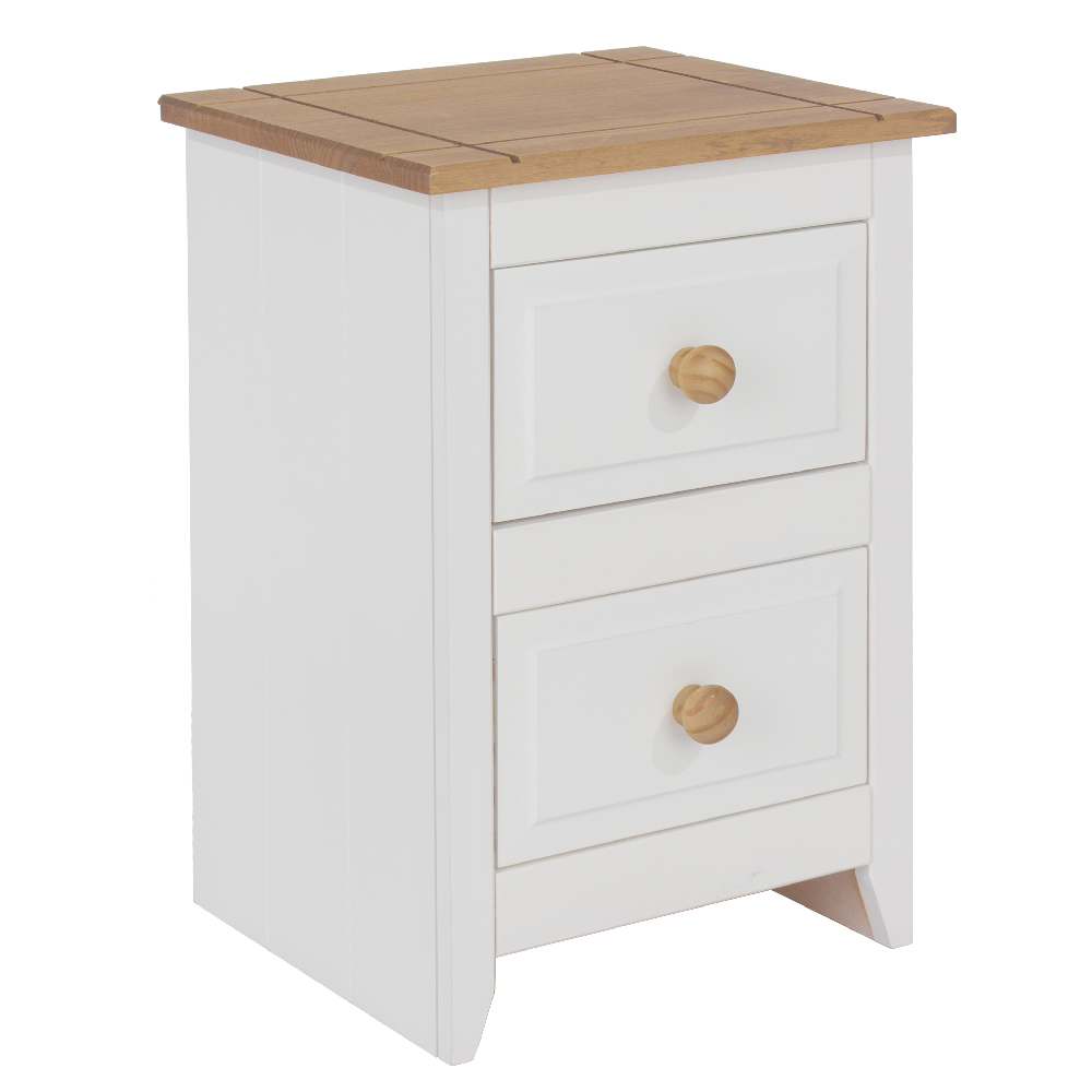 Read more about Chatfield wooden bedside cabinet with 2 drawers in white and oak
