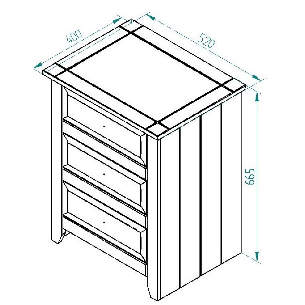 Chatfield Wooden Bedside Cabinet With 3 Drawers In White And Oak