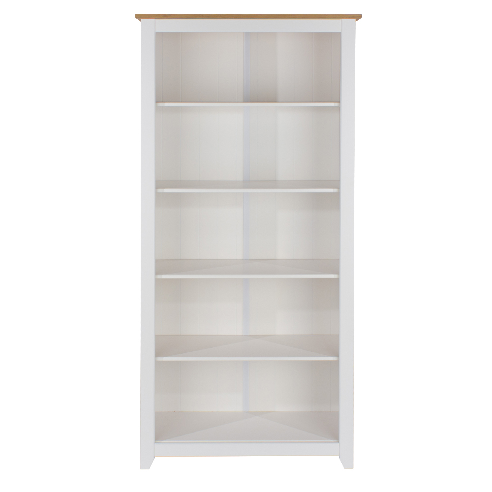 Chatfield Wooden Bookcase With 5 Shelves In White And Oak