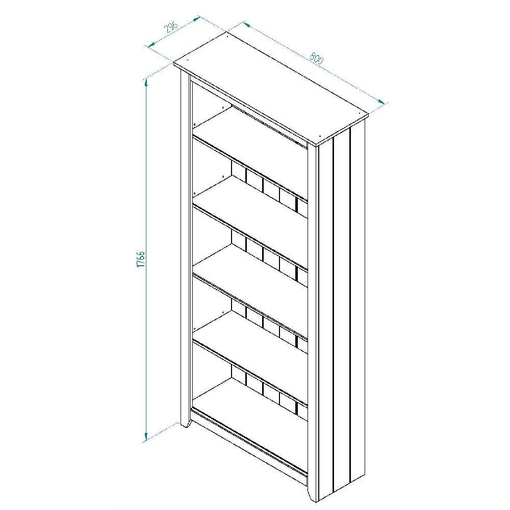 Chatfield Wooden Bookcase With 5 Shelves In White And Oak