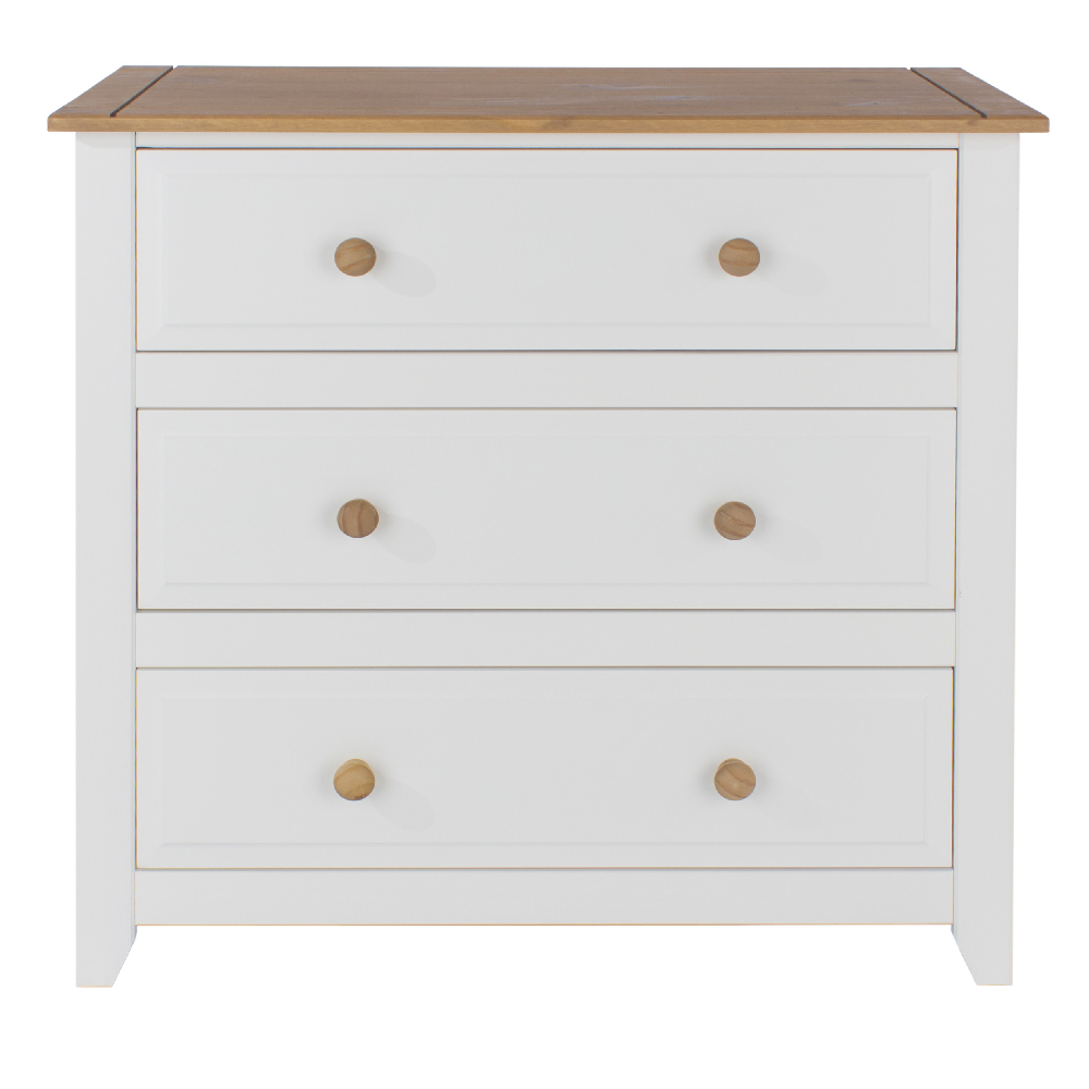 Chatfield Wooden Chest Of 3 Drawers In White And Oak
