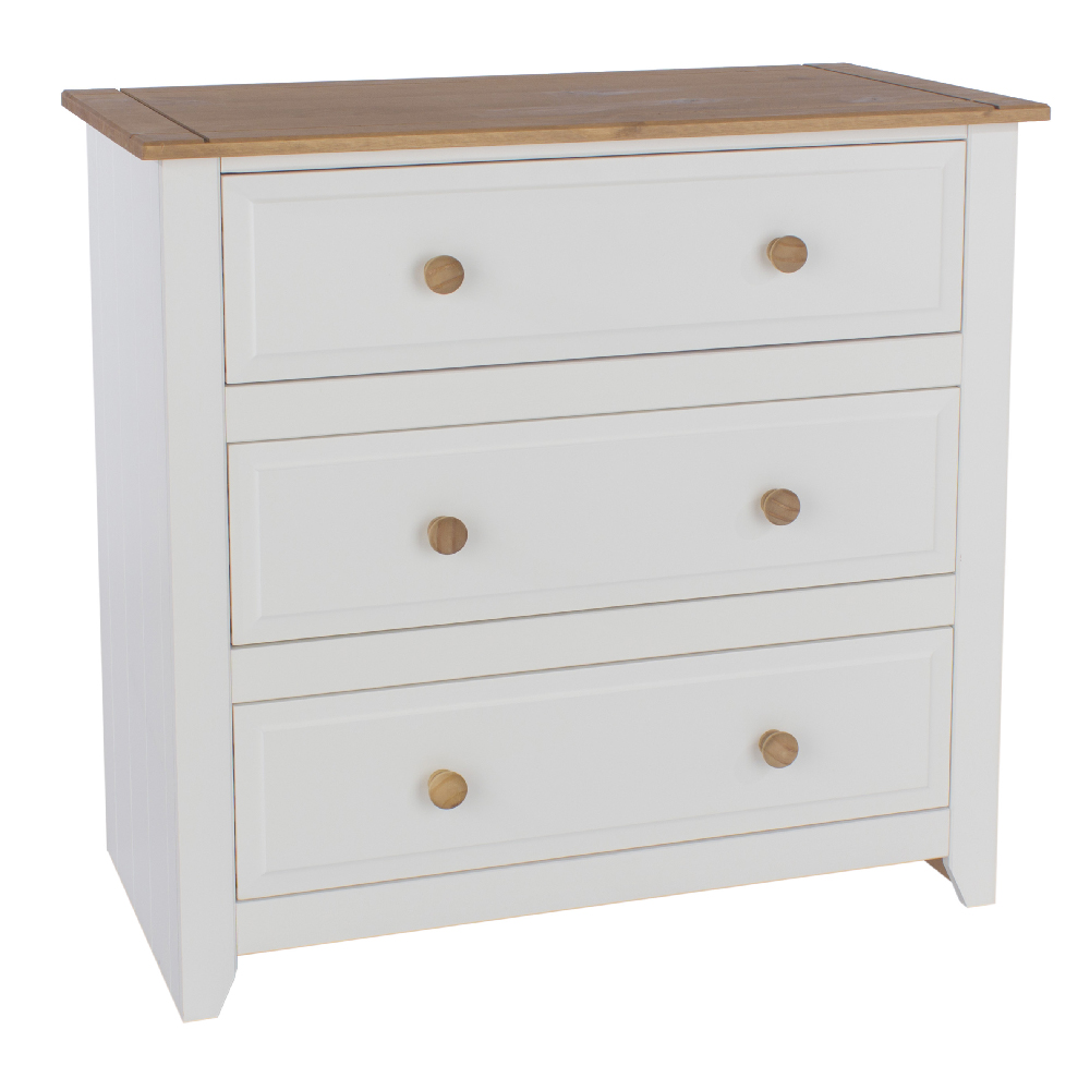 Read more about Chatfield wooden chest of 3 drawers in white and oak