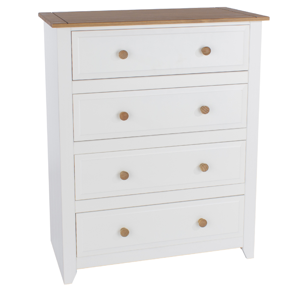 Chatfield Wooden Chest Of 4 Drawers In White And Oak