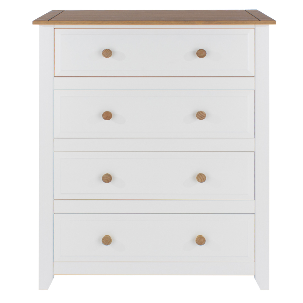 Chatfield Wooden Chest Of 4 Drawers In White And Oak