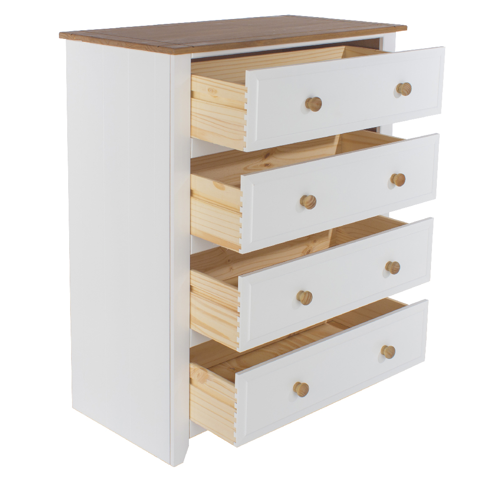 Chatfield Wooden Chest Of 4 Drawers In White And Oak
