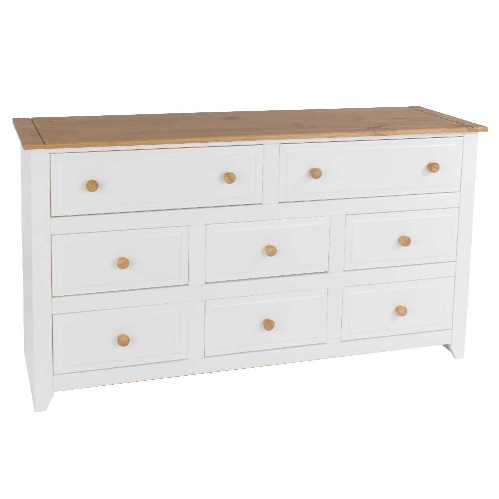 Chatfield Wooden Chest Of 8 Drawers In White And Oak