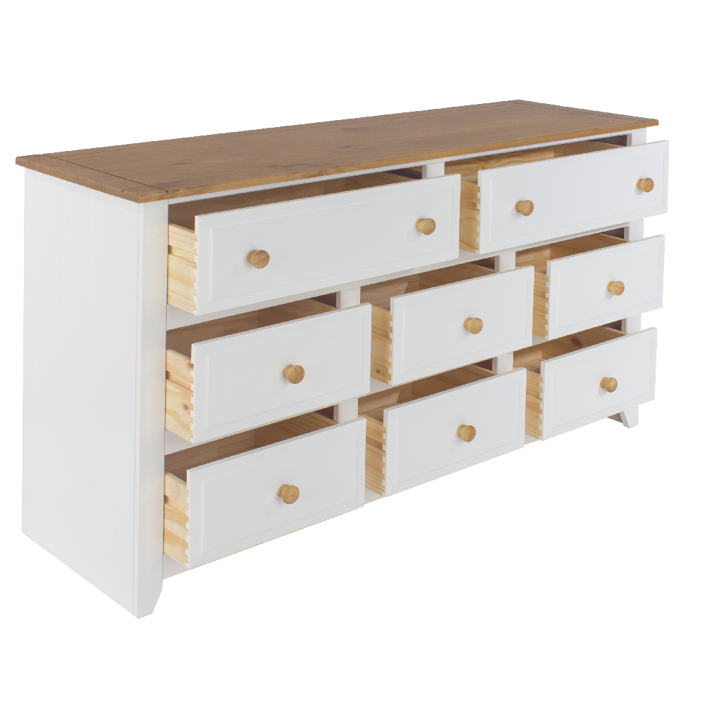 Chatfield Wooden Chest Of 8 Drawers In White And Oak