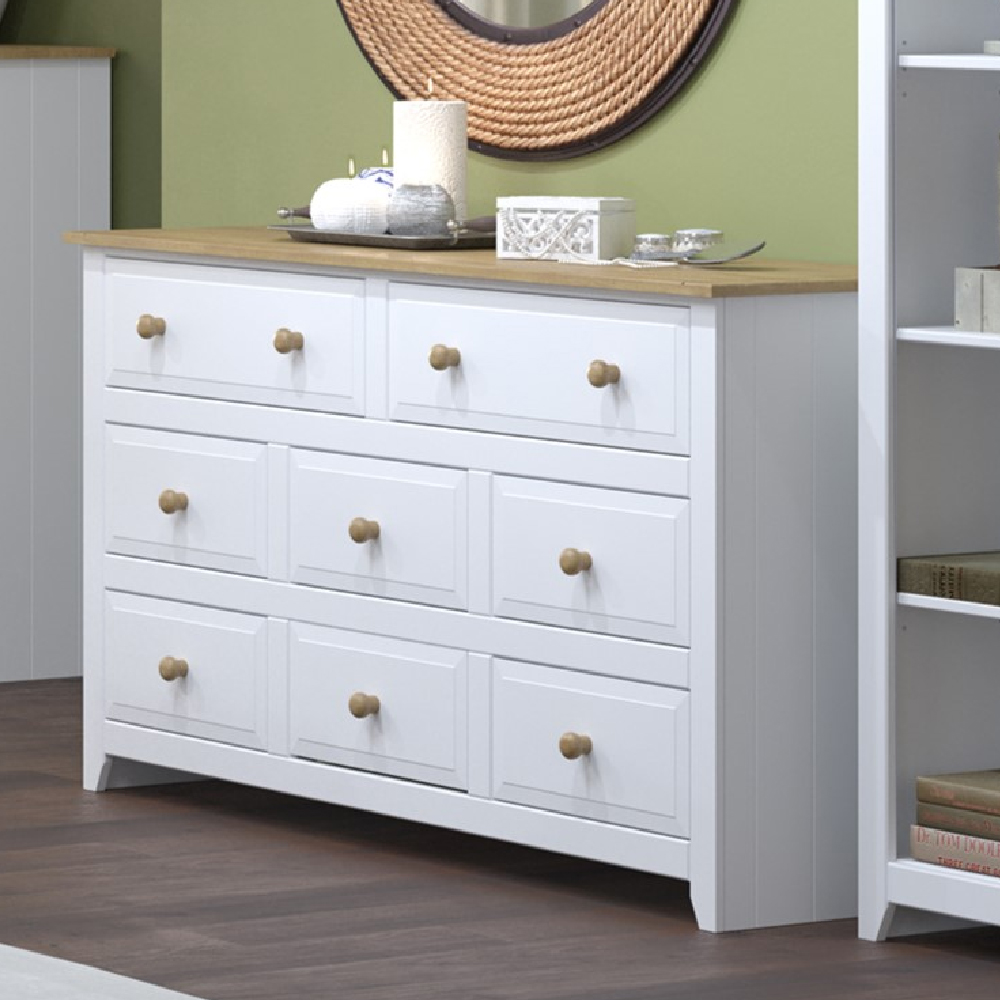 Read more about Chatfield wooden chest of 8 drawers in white and oak