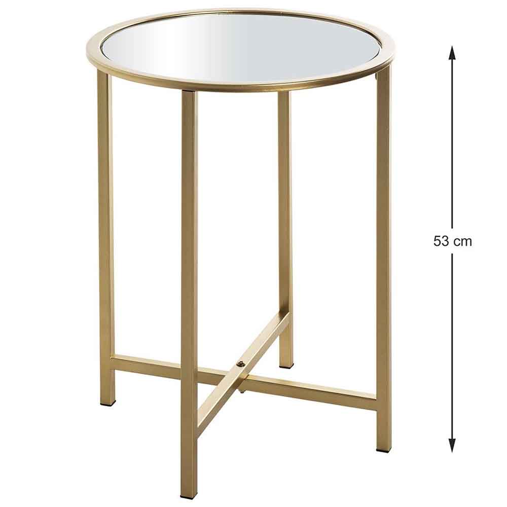 Chatham Large Round Metal End Table With Glass Top In Gold