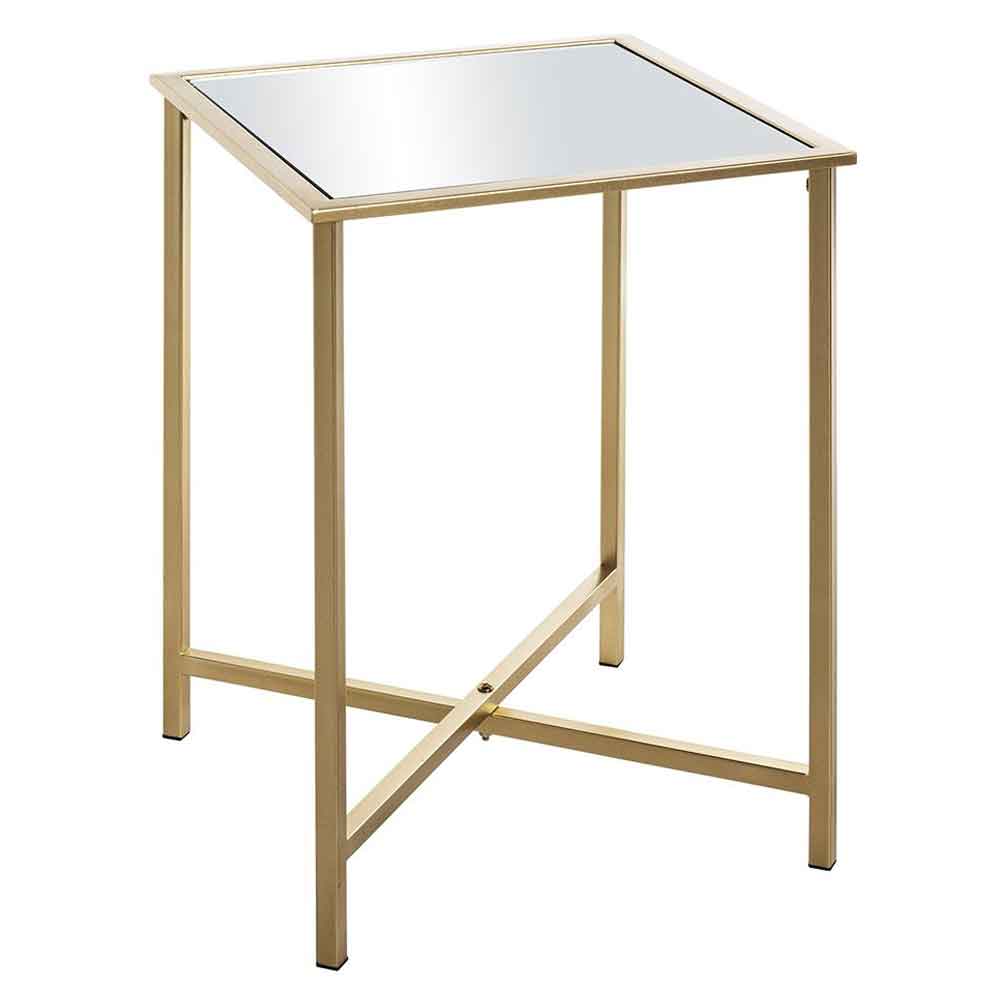 Chatham Large Square Metal End Table With Glass Top In Gold