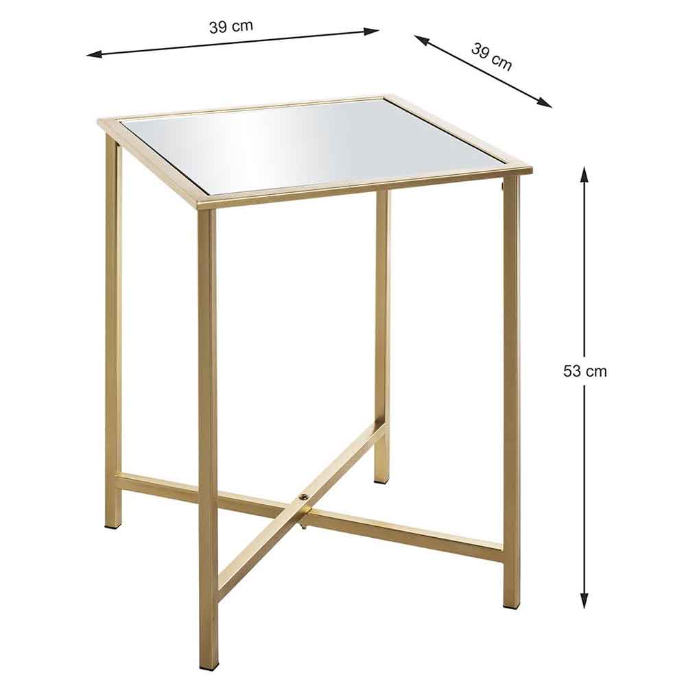 Chatham Large Square Metal End Table With Glass Top In Gold