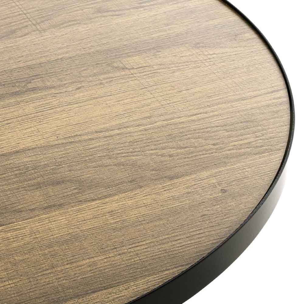 Chatham Round Metal End Table In Black And Oak