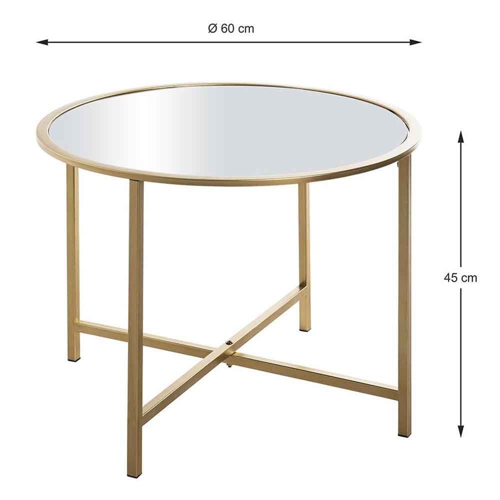 Chatham Small Round Metal End Table With Glass Top In Gold