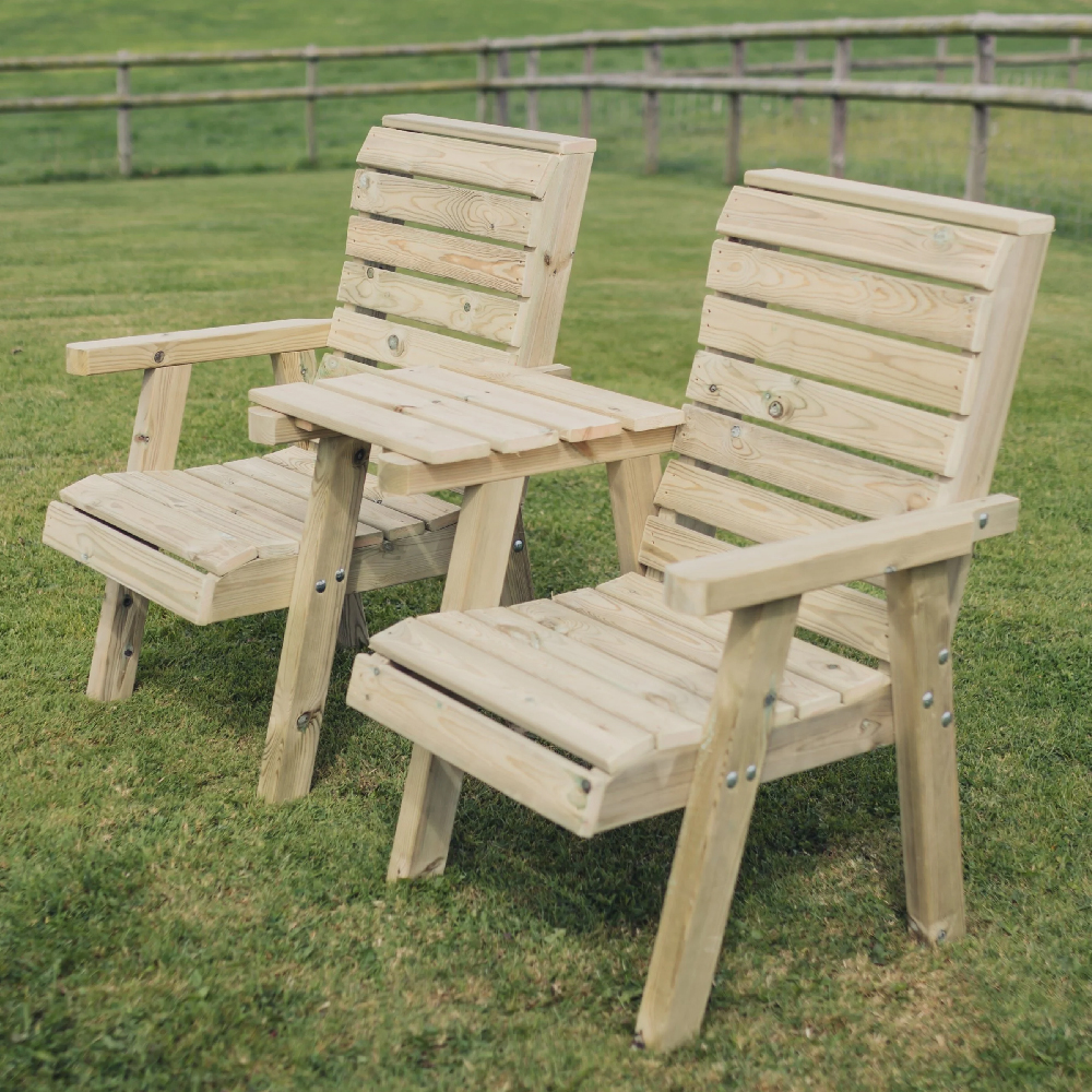 Chatham Wooden Garden Straight Love Seats In Natural