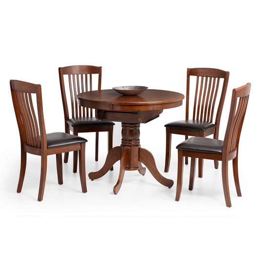 Caledon Round Extending Mahogany Dining Table With 4 Chairs