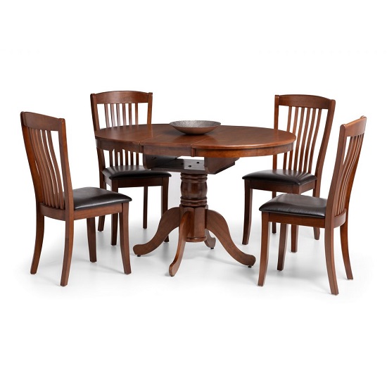 Caledon Round Extending Mahogany Dining Table With 4 Chairs