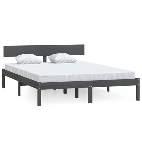 Chavez Solid Pinewood Double Bed In Grey_2