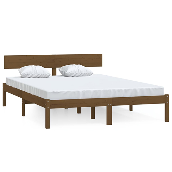 Chavez Solid Pinewood Double Bed In Honey Brown_2