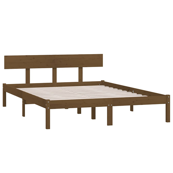 Chavez Solid Pinewood Double Bed In Honey Brown_3
