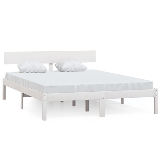 Chavez Solid Pinewood Double Bed In White_2