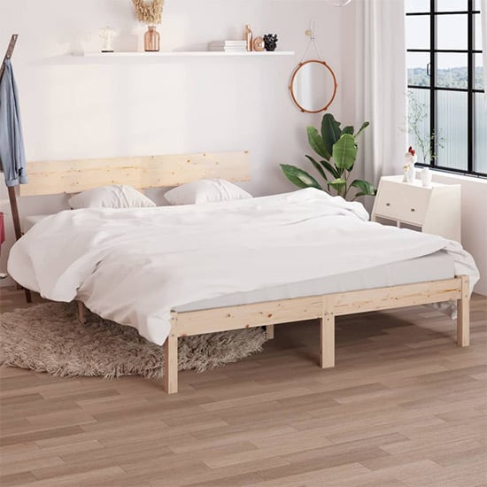 Product photograph of Chavez Solid Pinewood King Size Bed In Natural from Furniture in Fashion