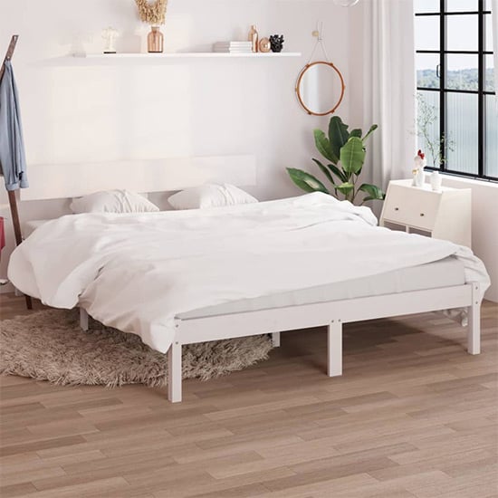 Product photograph of Chavez Solid Pinewood King Size Bed In White from Furniture in Fashion