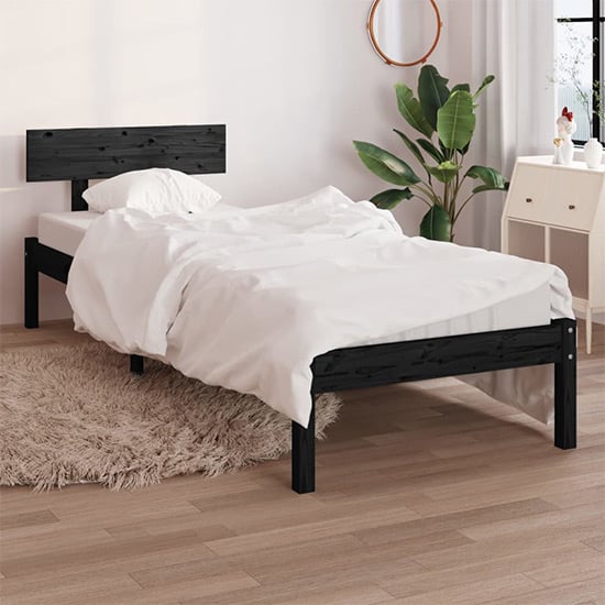 Product photograph of Chavez Solid Pinewood Single Bed In Black from Furniture in Fashion