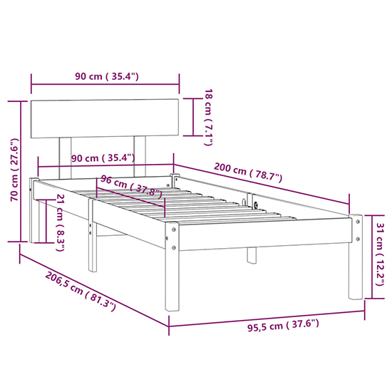 Chavez Solid Pinewood Single Bed In White