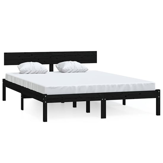 Chavez Solid Pinewood Small Double Bed In Black_2