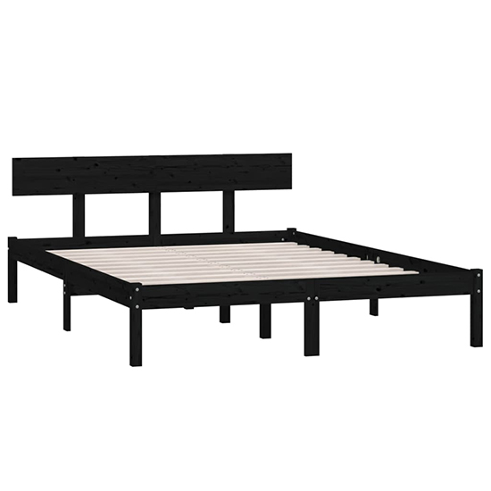 Chavez Solid Pinewood Small Double Bed In Black_3