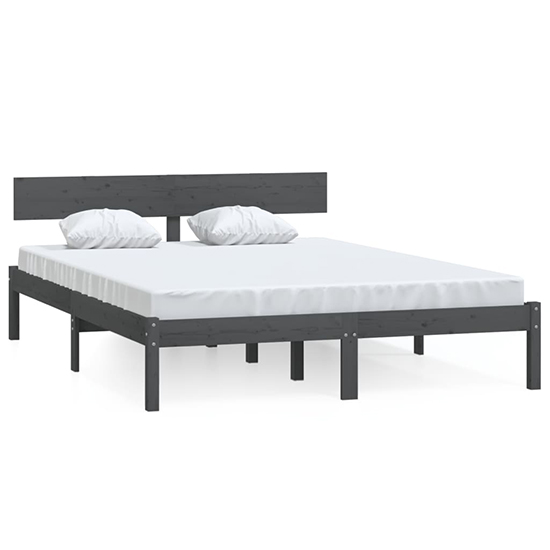 Chavez Solid Pinewood Small Double Bed In Grey_2