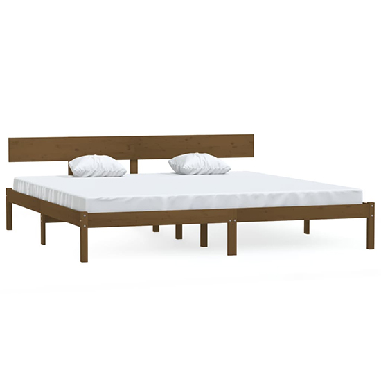 Chavez Solid Pinewood Super King Size Bed In Honey Brown_2