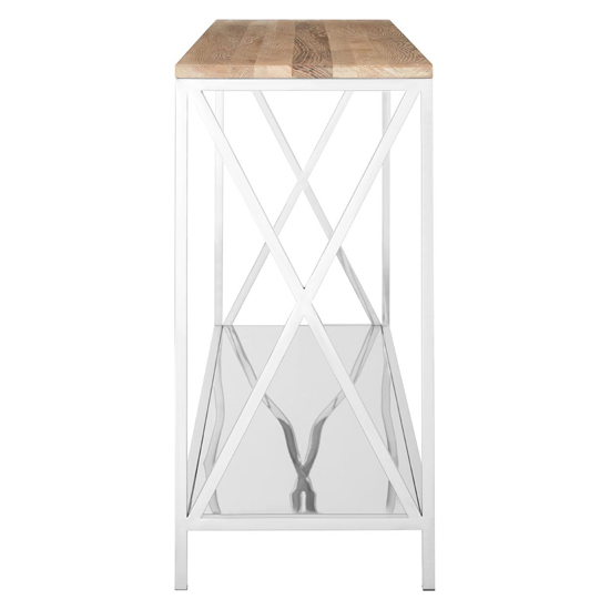 Chaw Wooden Console Table With Stainless Steel Frame In Oak